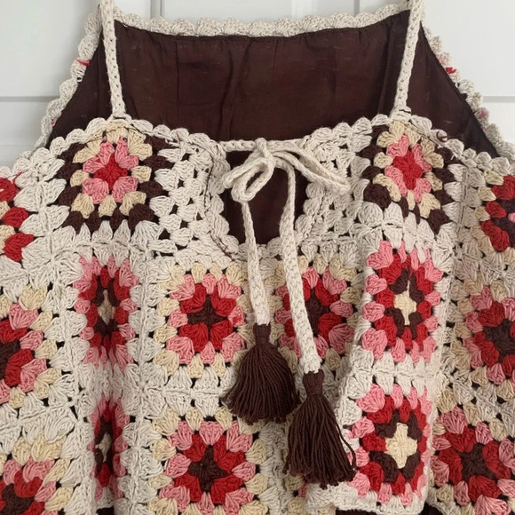 Lucky Brand Crochet‎ Romper - Size M - Pink Granny Square - NWT - Picture 8 of 15